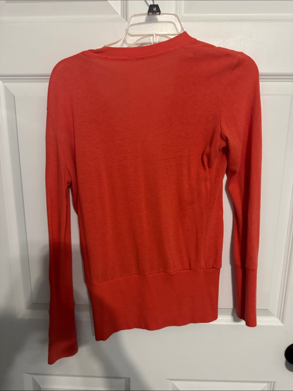 Trio of Women's V-Neck Button Cardigan Sweaters- Green, Plum, Orange - Picture 7 of 7